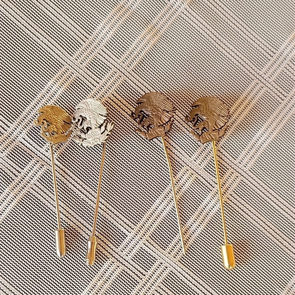 Mexican Eagle with Snake Vintage Hat Lapel Pins - 4